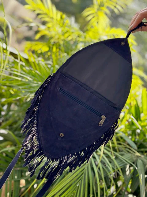 Leather Sling Bag with Fringes