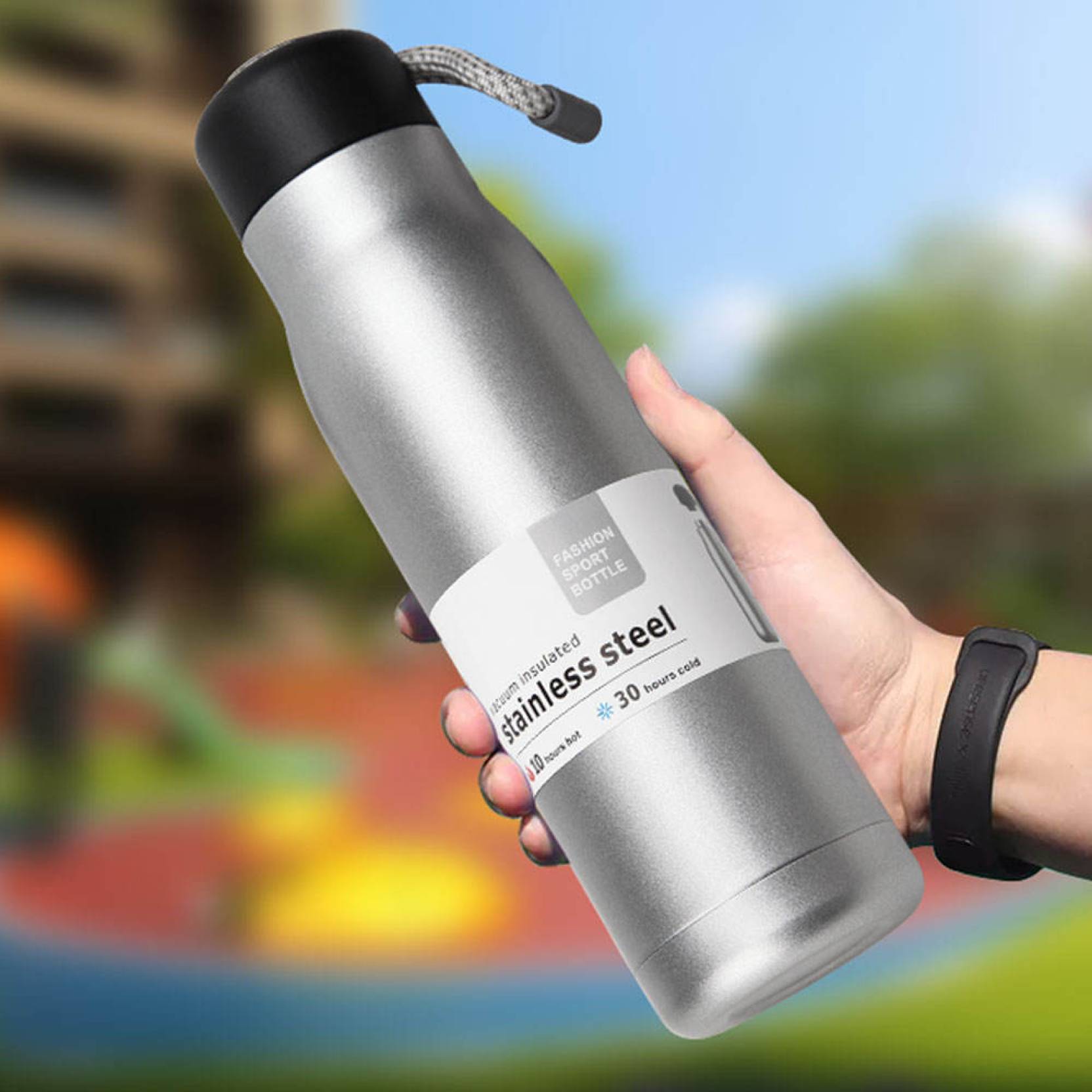 Double Wall Vacuum Insulated Water Bottle 550 ml Flask  (Pack of 1, Silver, Steel)
