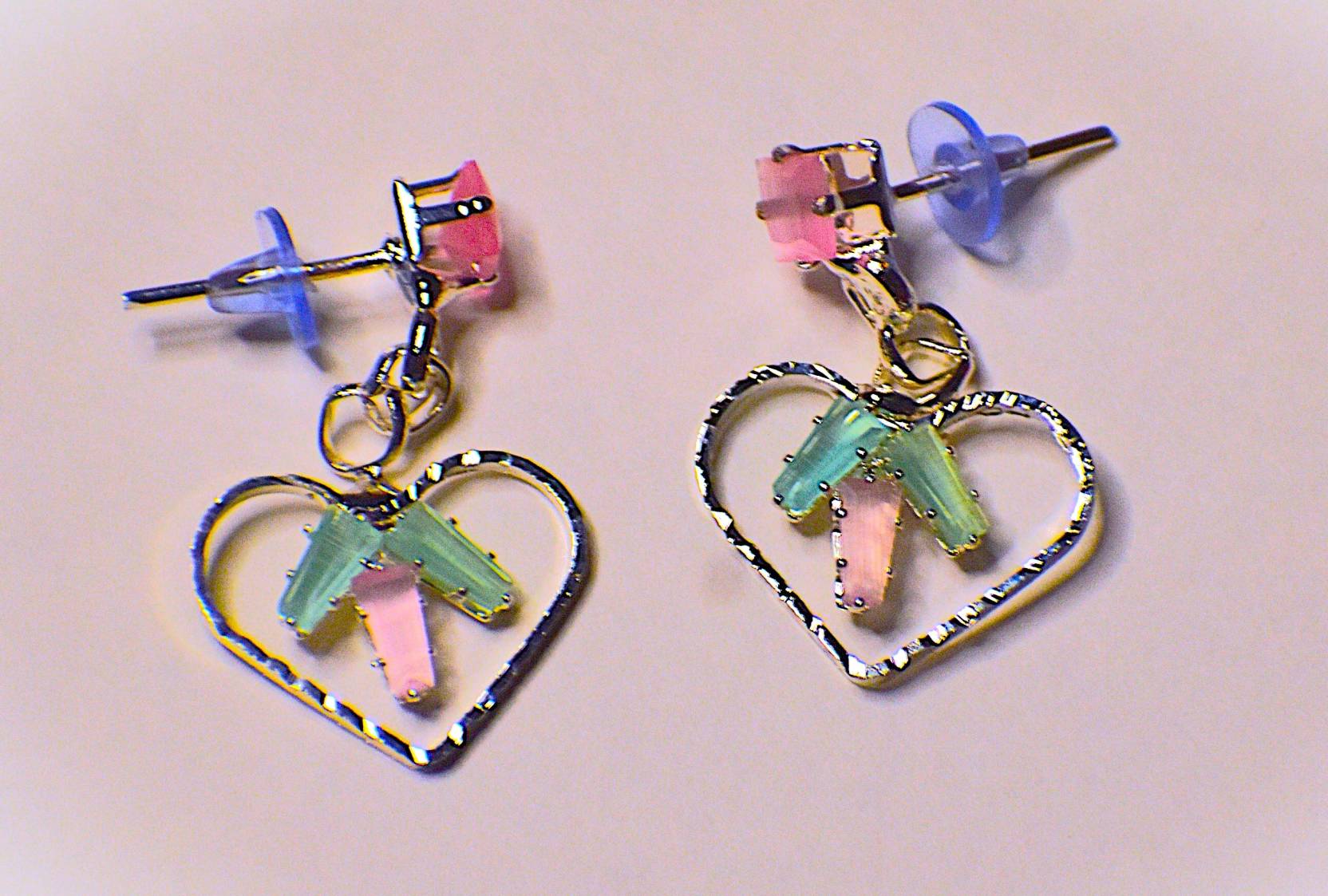 Diamond Stone Heart Shape Earring Alloy Drops & Danglers