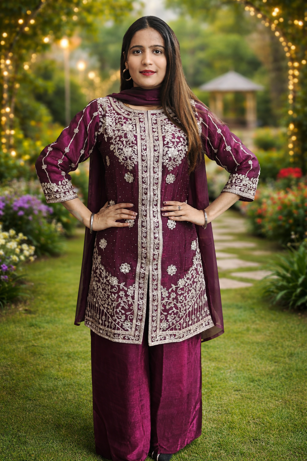Purple colour party wear Sharara suit (Z0485)