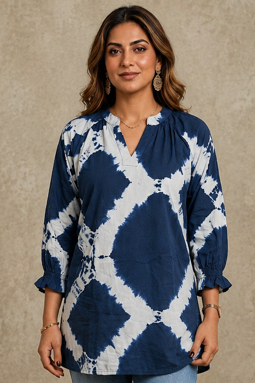 Blue colour reyon cotton fabric long top (Z0745)