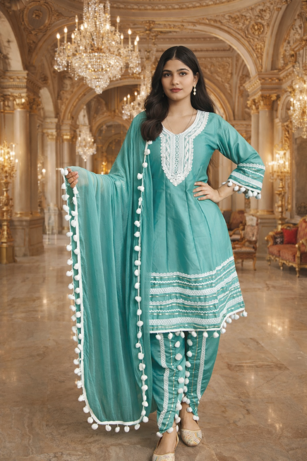 Sky blue colour Party wear afgani suit (Z0483)