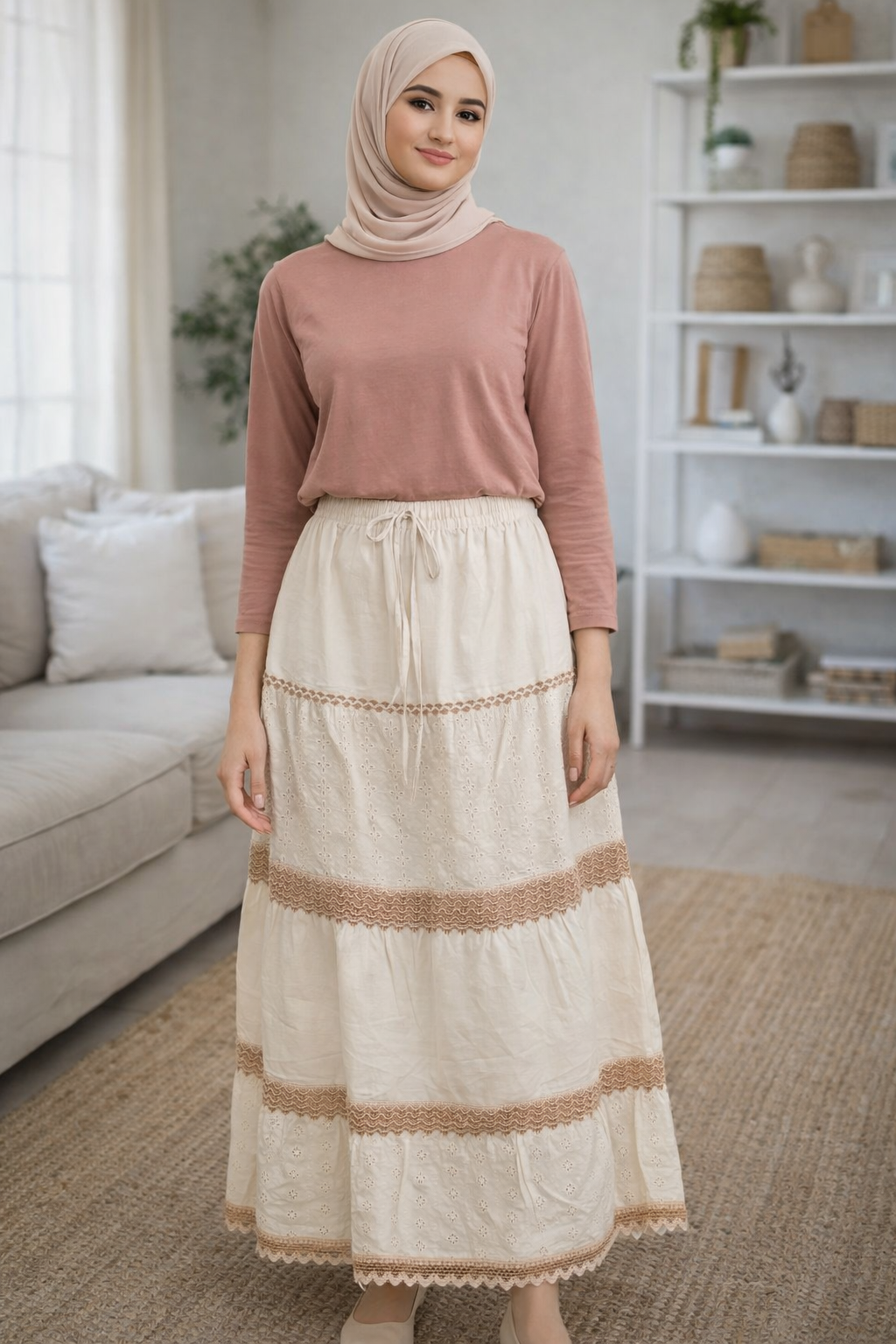 White Colour cotton skirt (Z0472)