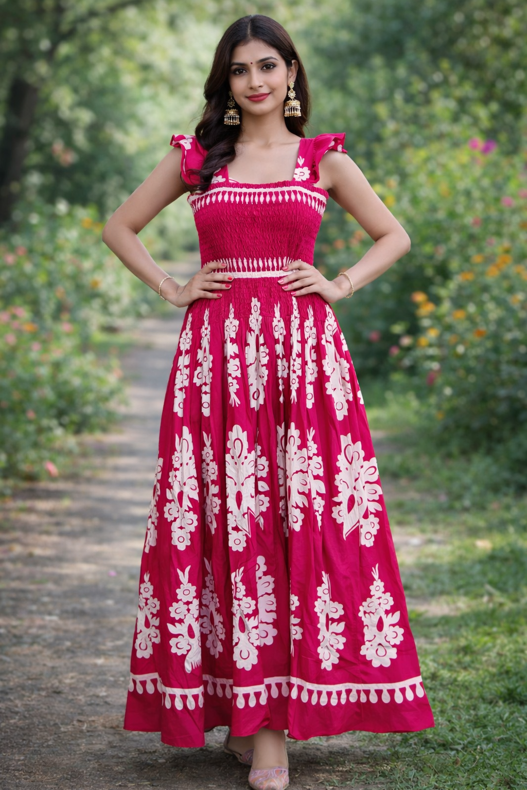 Pink colour pure cotton dress (Z0478)