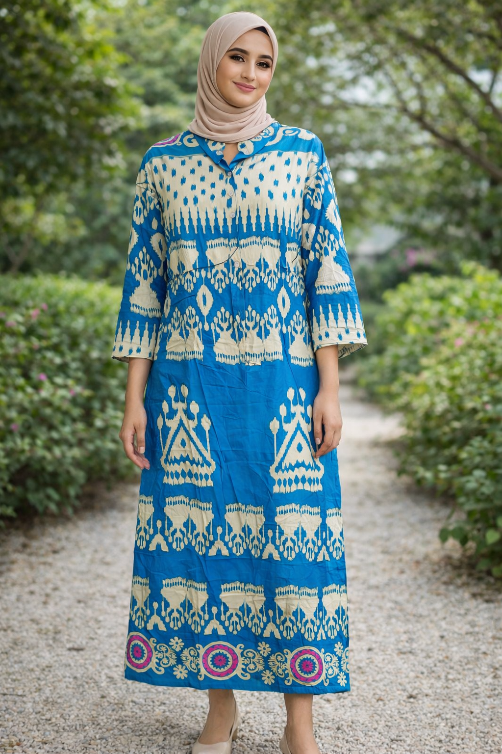 Sky blue colour cotton gown (Z0470)