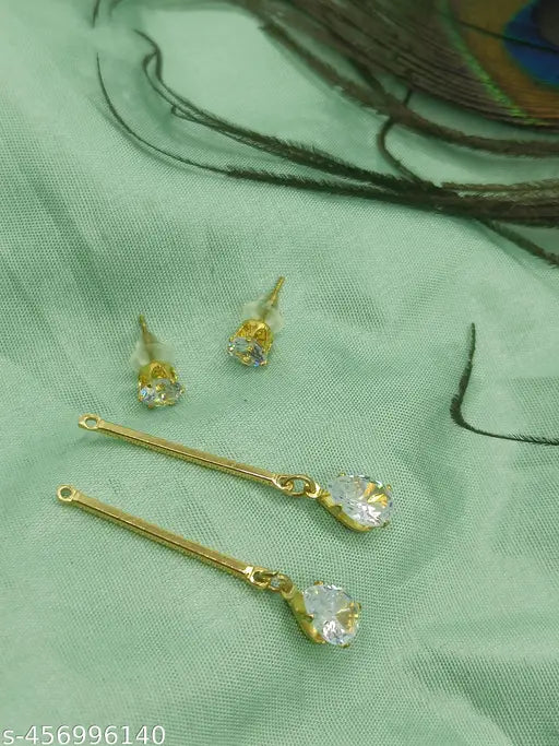Korean style AD studs with long latkan earrings