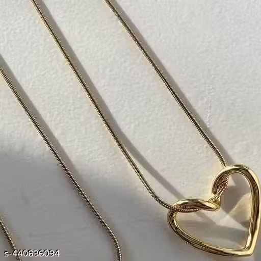 Twisted heart golden necklace for girl and women (J11)