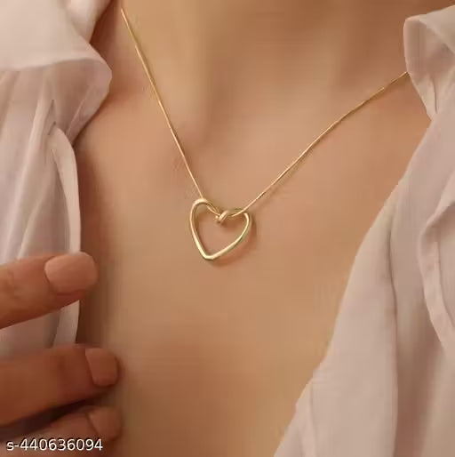 Twisted heart golden necklace for girl and women (J11)